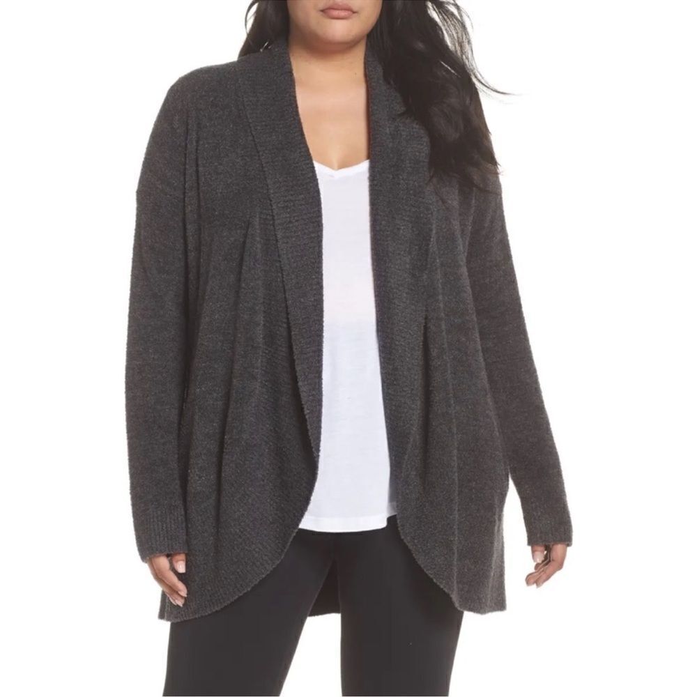 Barefoot Dreams Cozychic Lite Cardigan Pus Size 3X in Charcoal Gray STYLE 494